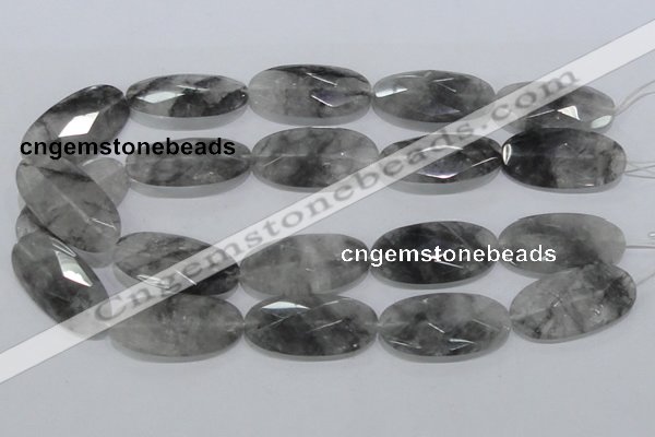 CCQ158 15.5 inches 20*40mm faceted oval cloudy quartz beads wholesale