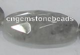 CCQ159 15.5 inches 25*50mm faceted oval cloudy quartz beads wholesale