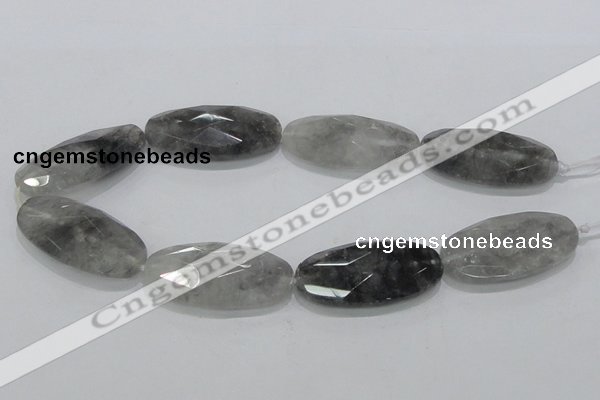 CCQ159 15.5 inches 25*50mm faceted oval cloudy quartz beads wholesale