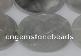 CCQ160 15.5 inches 25*35mm faceted oval cloudy quartz beads wholesale