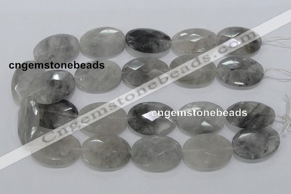 CCQ160 15.5 inches 25*35mm faceted oval cloudy quartz beads wholesale