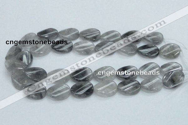 CCQ161 15.5 inches 20*25mm twisted oval cloudy quartz beads wholesale