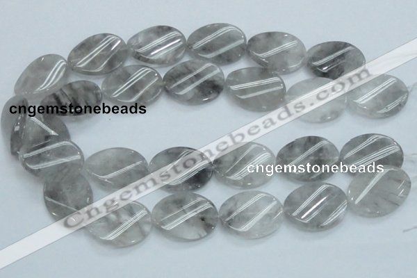 CCQ162 15.5 inches 23*30mm twisted oval cloudy quartz beads wholesale