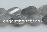 CCQ164 15.5 inches 13*18mm twisted & faceted oval cloudy quartz beads