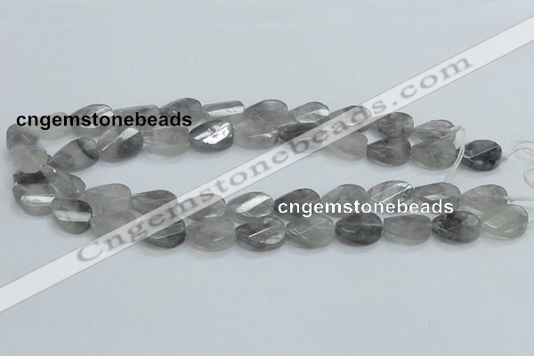 CCQ164 15.5 inches 13*18mm twisted & faceted oval cloudy quartz beads