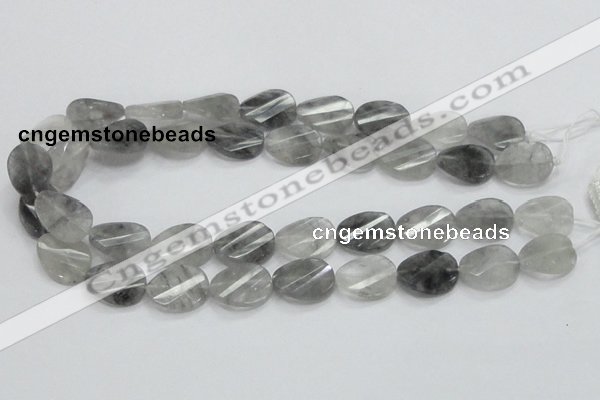 CCQ165 15.5 inches 12*20mm twisted & faceted oval cloudy quartz beads