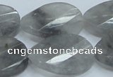 CCQ167 15.5 inches 22*30mm twisted & faceted oval cloudy quartz beads