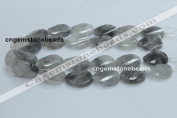 CCQ167 15.5 inches 22*30mm twisted & faceted oval cloudy quartz beads