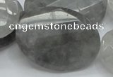 CCQ168 15.5 inches 30*40mm twisted & faceted oval cloudy quartz beads