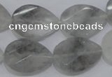 CCQ172 18*25mm twisted & faceted flat teardrop cloudy quartz beads