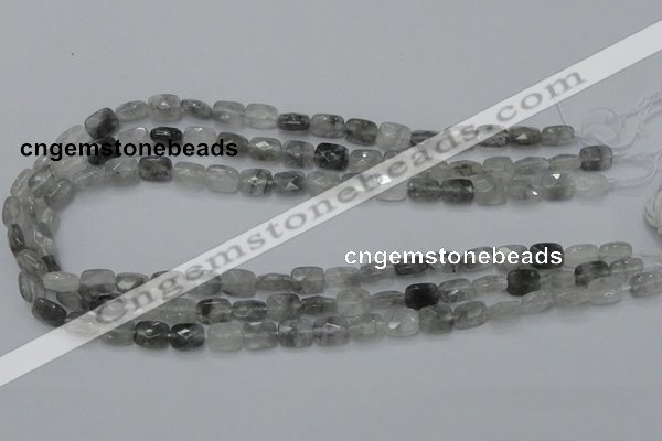 CCQ184 15.5 inches 8*10mm faceted rectangle cloudy quartz beads