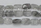 CCQ185 15.5 inches 8*12mm faceted rectangle cloudy quartz beads