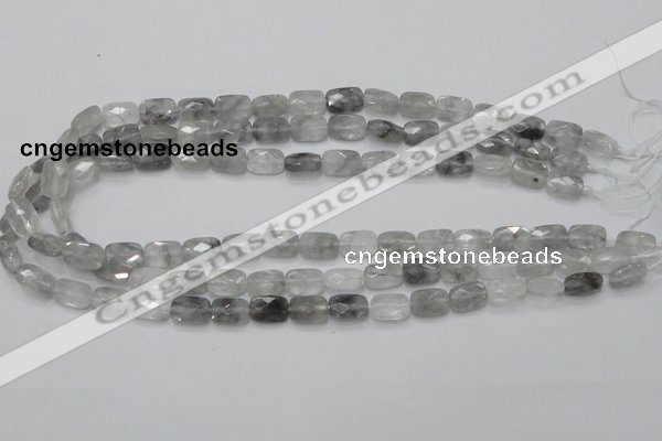 CCQ185 15.5 inches 8*12mm faceted rectangle cloudy quartz beads