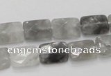 CCQ186 15.5 inches 10*14mm faceted rectangle cloudy quartz beads