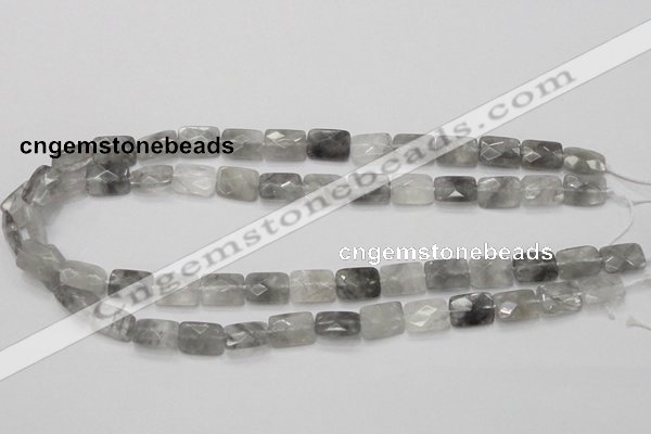CCQ186 15.5 inches 10*14mm faceted rectangle cloudy quartz beads