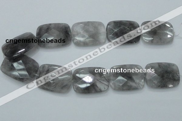 CCQ192 15.5 inches 30*40mm faceted rectangle cloudy quartz beads