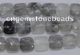 CCQ197 15.5 inches 8*8mm faceted square cloudy quartz beads