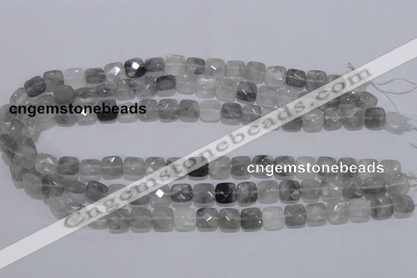 CCQ197 15.5 inches 8*8mm faceted square cloudy quartz beads