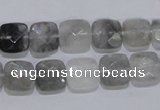 CCQ198 15.5 inches 10*10mm faceted square cloudy quartz beads