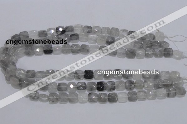 CCQ198 15.5 inches 10*10mm faceted square cloudy quartz beads