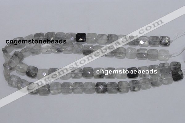 CCQ199 15.5 inches 12*12mm faceted square cloudy quartz beads