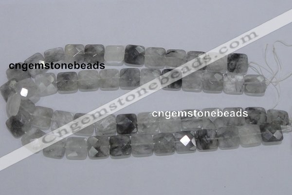 CCQ200 15.5 inches 15*15mm faceted square cloudy quartz beads