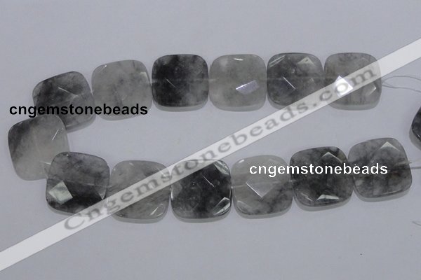 CCQ201 15.5 inches 30*30mm faceted square cloudy quartz beads