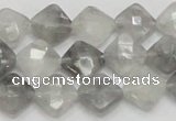 CCQ208 15.5 inches 10*10mm faceted diamond cloudy quartz beads