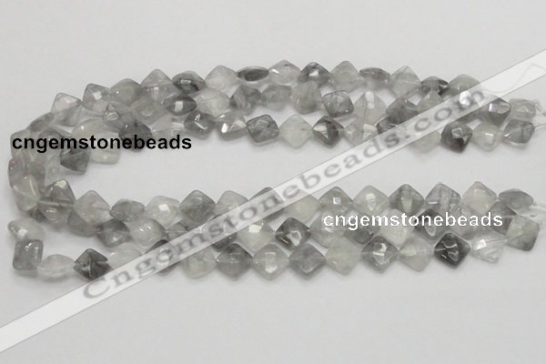 CCQ208 15.5 inches 10*10mm faceted diamond cloudy quartz beads