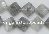 CCQ209 15.5 inches 12*12mm faceted diamond cloudy quartz beads