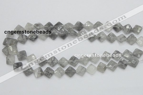 CCQ209 15.5 inches 12*12mm faceted diamond cloudy quartz beads