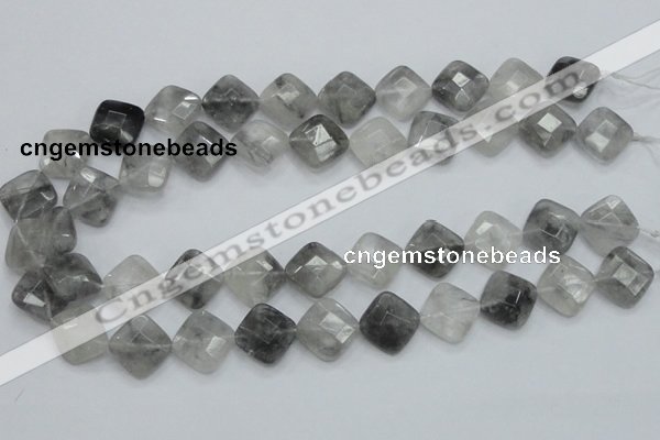 CCQ210 15.5 inches 15*15mm faceted diamond cloudy quartz beads