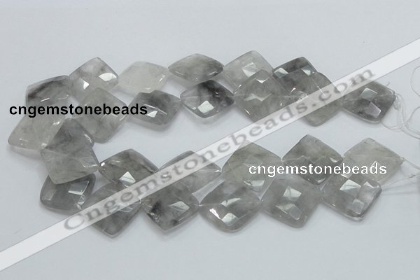 CCQ211 15.5 inches 25*25mm faceted diamond cloudy quartz beads