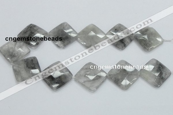 CCQ212 15.5 inches 30*30mm faceted diamond cloudy quartz beads