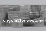 CCQ219 15.5 inches 10*15mm faceted & flat column cloudy quartz beads