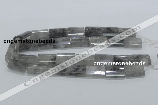 CCQ221 15.5 inches 18*25mm faceted & flat column cloudy quartz beads