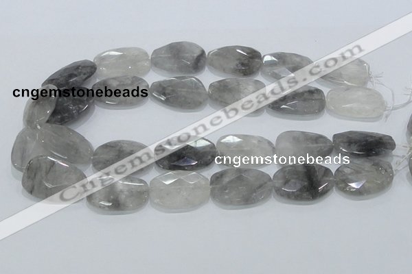 CCQ227 15.5 inches 20*30mm faceted freeform cloudy quartz beads