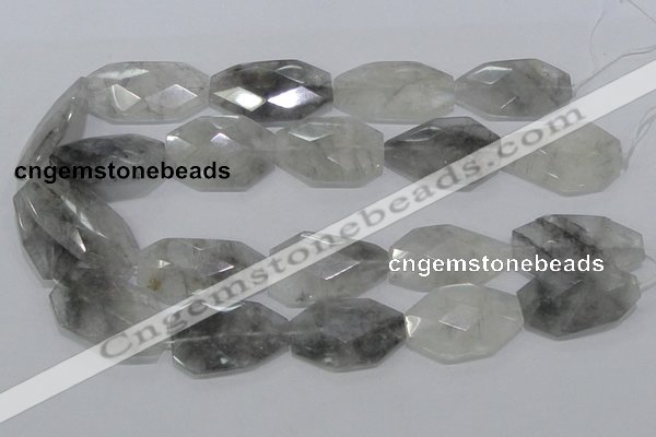 CCQ228 15.5 inches 22*35mm faceted freeform cloudy quartz beads