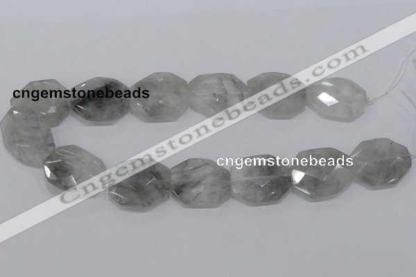 CCQ229 15.5 inches 26*32mm faceted freeform cloudy quartz beads