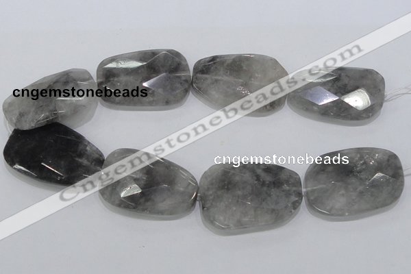 CCQ232 15.5 inches 35*50mm faceted freeform cloudy quartz beads