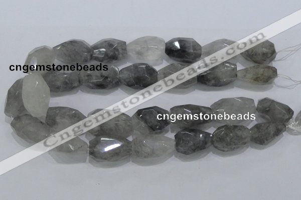 CCQ233 15.5 inches 20*30mm faceted nugget cloudy quartz beads