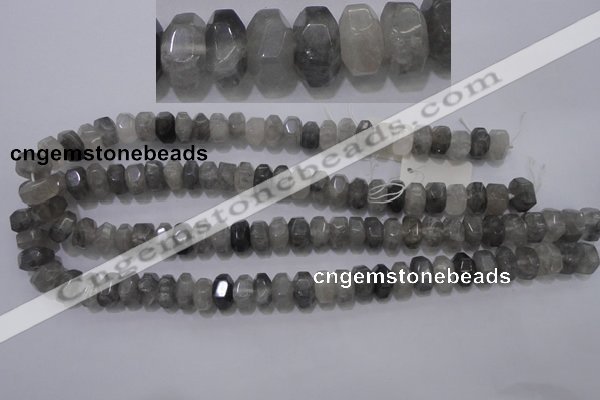 CCQ237 15.5 inches 8*12mm faceted rondelle cloudy quartz beads