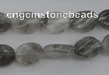 CCQ248 15.5 inches 10*14mm twisted oval cloudy quartz beads wholesale