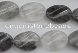 CCQ249 15.5 inches 13*18mm twisted oval cloudy quartz beads wholesale