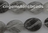 CCQ250 15.5 inches 15*20mm twisted oval cloudy quartz beads wholesale