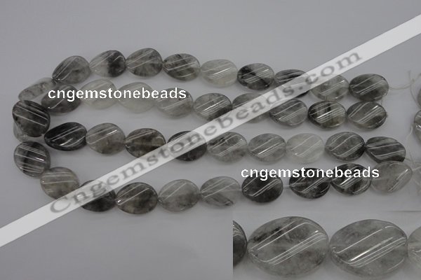 CCQ250 15.5 inches 15*20mm twisted oval cloudy quartz beads wholesale