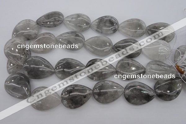 CCQ257 15.5 inches 25*35mm flat teardrop cloudy quartz beads