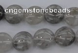 CCQ258 15.5 inches 14mm flat round cloudy quartz beads