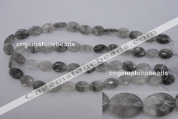 CCQ265 15.5 inches 12*16mm faceted oval cloudy quartz beads