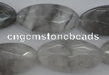 CCQ266 15.5 inches 15*30mm faceted oval cloudy quartz beads